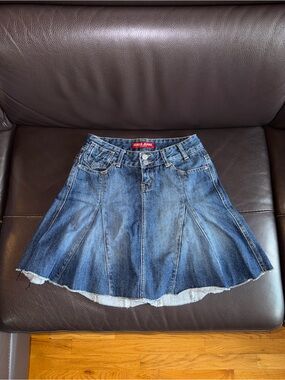 Guess Blue Denim Flared Mini Skirt